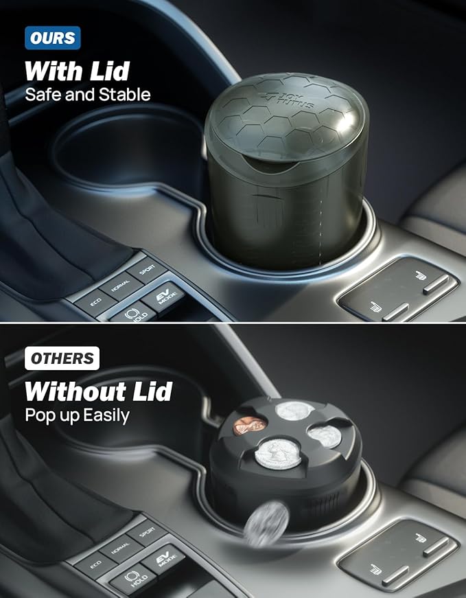 JOYTUTUS Coin Holder for Car, Larger-Capacity Car Change Holder Organizer, Universal Car Coin Holder for Cup Holder, Coin Dispenser Storage Fit Most Car & Trucks Car Accessories,(Transparent Gray)