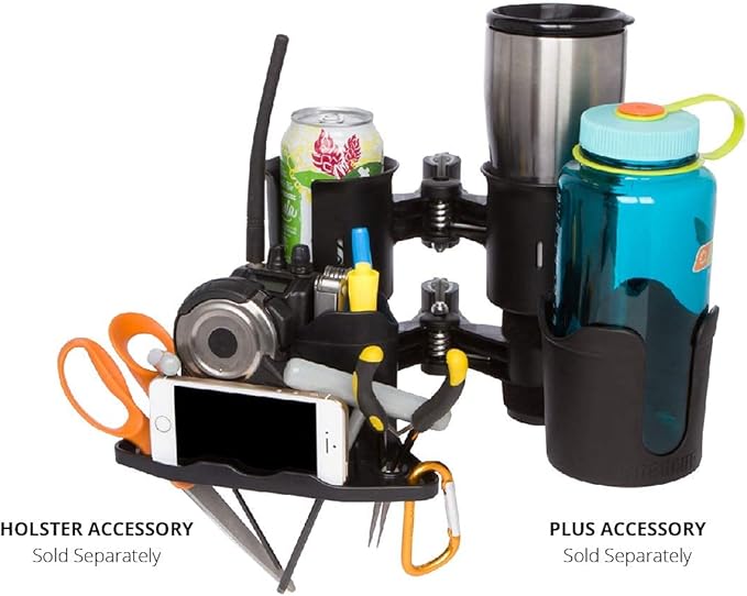 ROBOCUP, Patented Boat Cup Holder, Clamp on Portable Storage Caddy Securely Holds 2 Drinks, Fishing Poles, Tools, Marine Gear | Perfect for Boating, Beach Umbrellas, Golf Carts