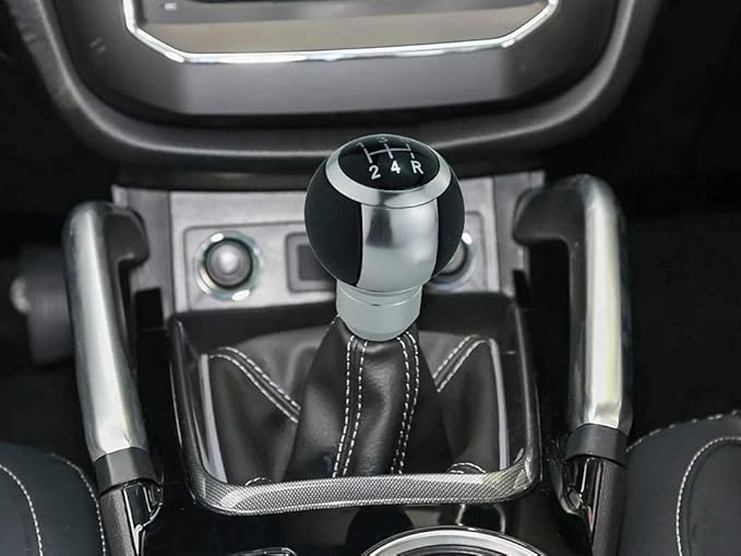 Lunsom Car Shifter Knob 5 Speed Gear Stick Head, Leather Ball Gear Shifting Knob Short Shift Lever Handle Head Fit Most Manual Transmission (Silver)