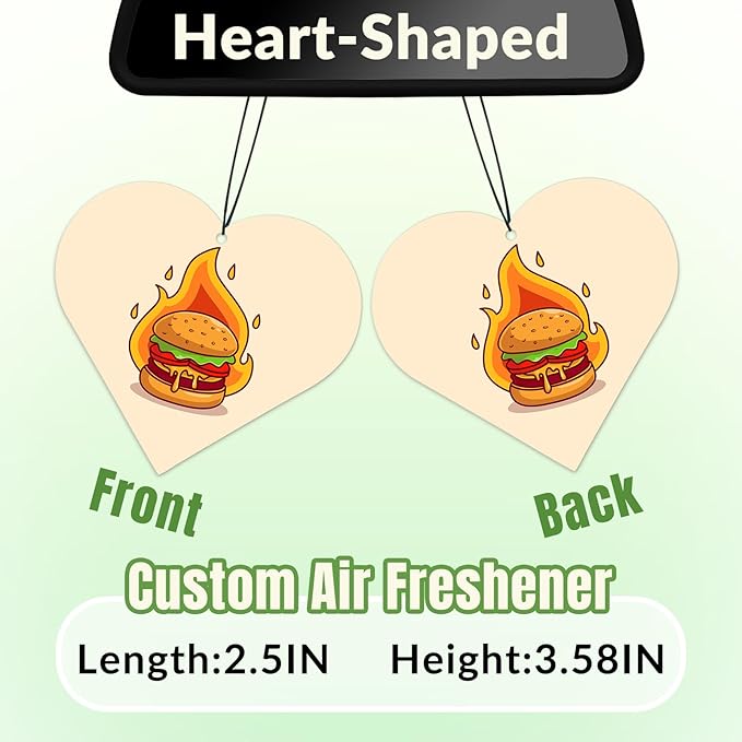 10-1000 Pcs Custom Air Fresheners with Picture - Personalized Photo Logo Text Double Sided Air Freshener Customized Bulk Gifts for Car Business Branding Events (Heart Shape, Various)