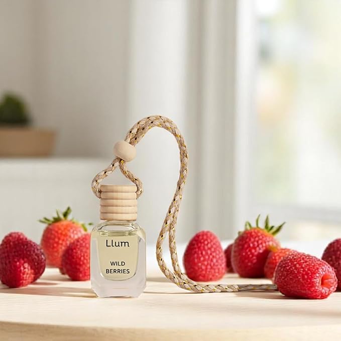 Wild Berries Hanging Air Freshener for Car, Home | with AC Vent Clip |10ml, 0.34 fl.oz|Luxury, Organic, Toxin-Free, Alcohol-Free Perfume |Interior Accessory for fresh Aroma|Long Lasting Fragrance
