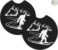 Bigfoot Skiing Car Coasters for Cup Holders Pack of 2 Neoprene Cup Mat Pad Vehicle Interior Accessories for Men Women