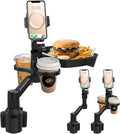 Car Cup Holder Tray - 4 in 1 Adjustable Car Cup Holder Expander with 360° Rotatable Food Tray Table and Phone Mount for Driver and Front Passenger, Automotive Road Trip Essentials