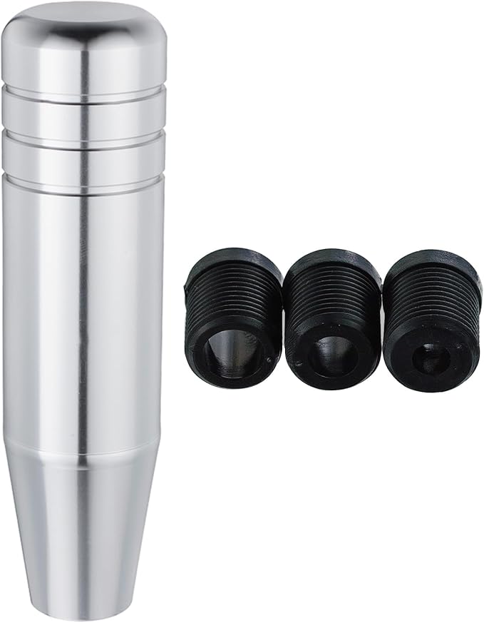 Abfer 5" Heavy Weighted Shifter Knob, Aluminum Alloy Car Gear Lever Stick Shift Handle Fit Most Automatic Manual Vehicle (Silver)