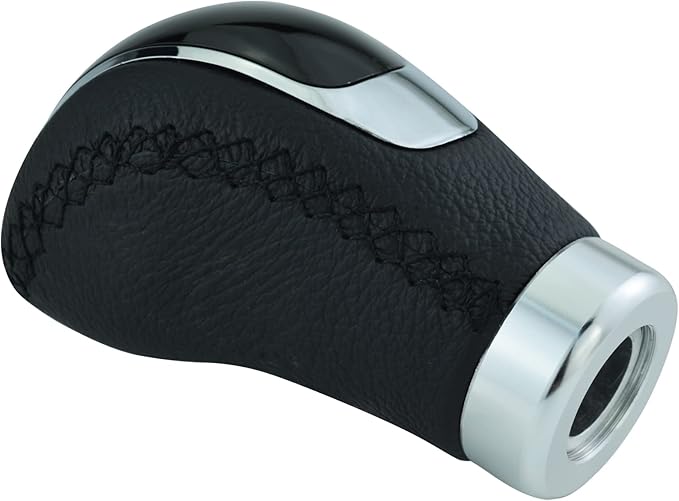 5 Speed Car Shifter Knob PU Leather Gear Lever Handle Car Transmission Stick Head for Most Manual Automotive Vehicles (Black Stitches)
