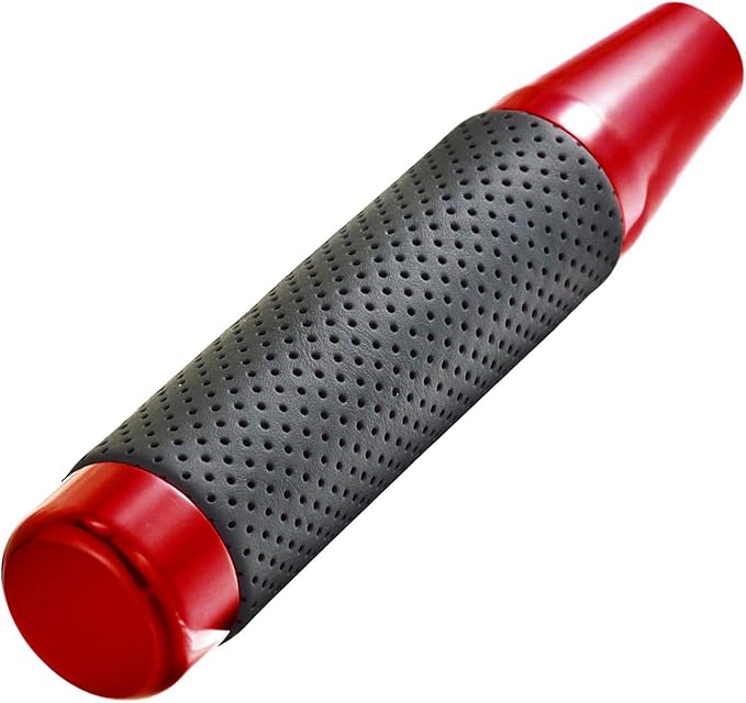 Lunsom Metal Gear Shifter Knob Leather Aluminum Alloy Long Stick Shift Handle Shifting Lever Head Fit Most Manual Transmission Car (Red)