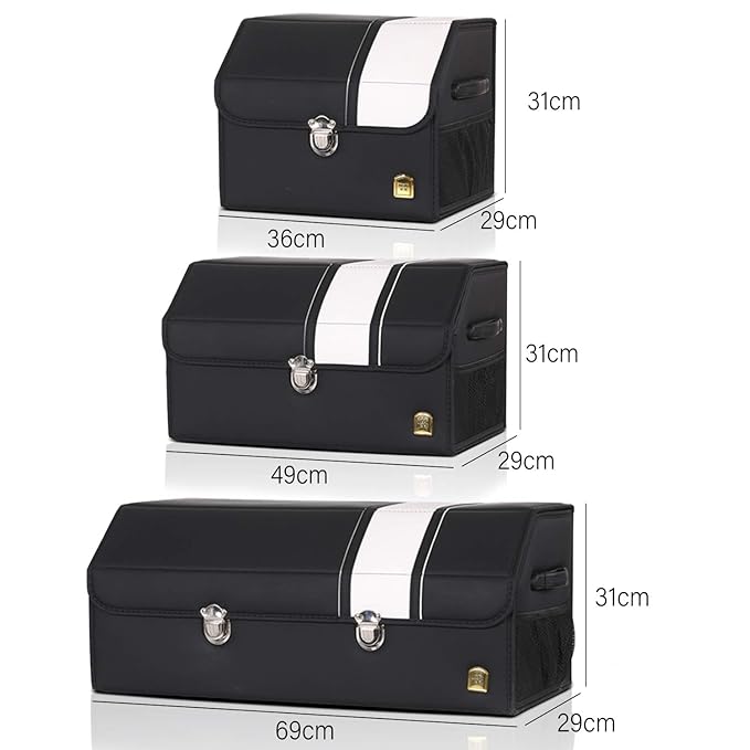 Ergocar Car Trunk Organizer Luxury Foldable Car Boot Tidy Storage Box Waterproof Leopard Car Boot Storage Organiser for Car/SUV/Truck/Auto (Black-S)