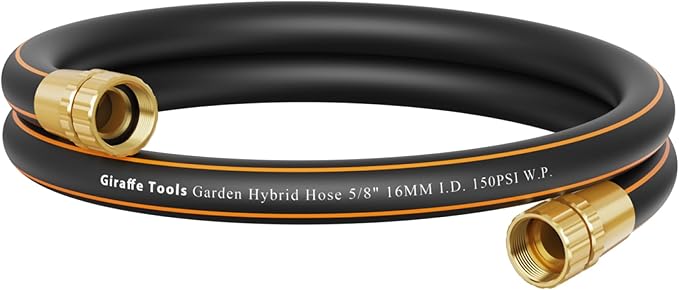 Giraffe Tools Leader Hose 6ft x 5/8", Short Water Hose for Hose Reel Connecting, Lightweight, Flexible with Female Female Fittings