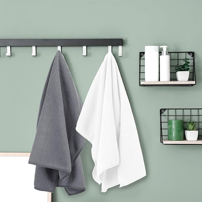 JML Microfiber Bath Towels, Large Bath Towel, 2 Pack 30" x 60", Oversized, Soft, Super Absorbent,Fast Drying, Perfect for Shower, Sauna,Gym, Sports,Travel, Fitness, Yoga - Grey Diamond Pattern