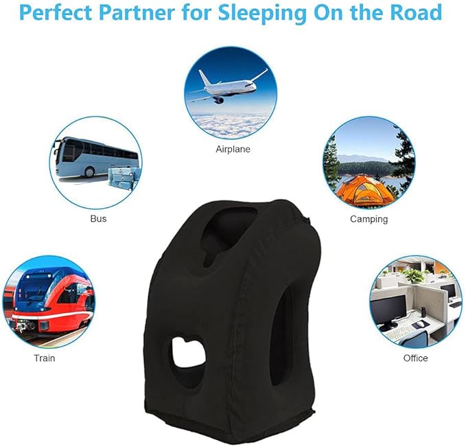 Inflatable Travel Pillows for Airplane, Blow Up Neck Pillow for Sleeping, Airplane Travel Essentials for Long Flight Support Head, Neck and Lumbar, Used for Car/Bus/Train/Office Rest, Adults Kids