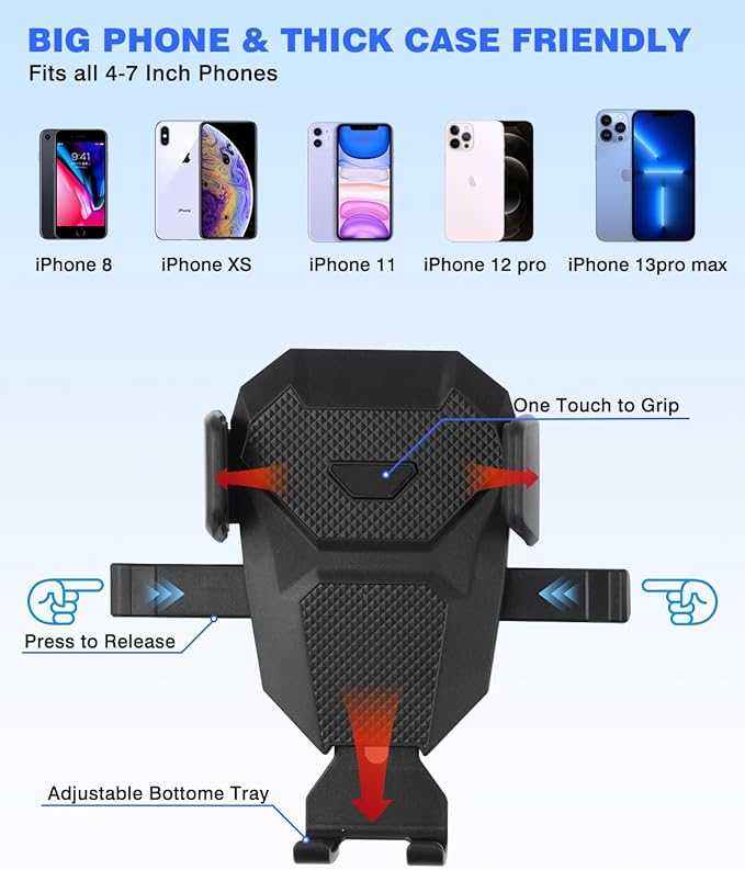 Karltys F150 Car Phone Holder for 2015-2020 Ford F-150 Accessories, Cell Phone Holder Air Vent Phone Mount for F-150, Never Blocking Hands Free Thick Case Friendly Holder for 4-7 Inch Phones