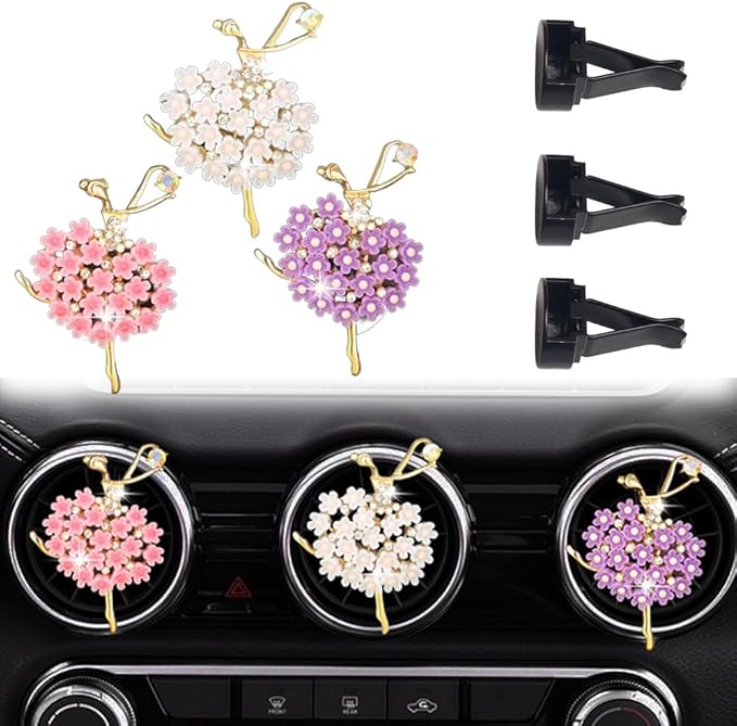 ZOSTLAND Rhinestone Car Decorative Clip,Car Air Fresheners,Metal Vent Clip,Bling Auto Air Vent,Personalized Automotive Interior Decoration Accessories,Auto Decor Gift for Women,Men(3pcs Dancers)