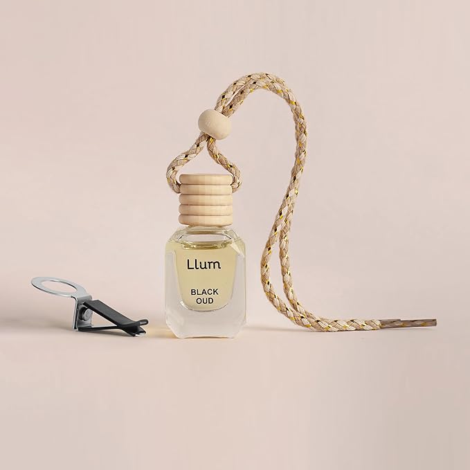 Black Oud Hanging Air Freshener for Car, Home | with AC Vent Clip |10ml, 0.34 fl.oz |Luxury, Organic, Toxin-Free, Alcohol-Free Perfume |Interior Accessory for fresh Aroma|Long Lasting Fragrance
