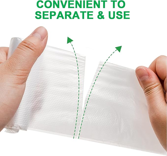 1.5 Gallon Trash Bags, 130 Count, Small Garbage Bags, No Flaps/Ties, 40x43cm, 2.6g/pcs, Unscented, White