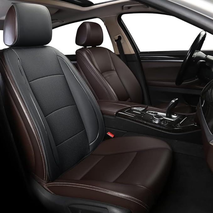 1pcs Luxury Car Seat Backrest Protector Cover Car Interior PU Leather Car Seat Cover Universal Anti-Slip Seat Cover (Black Backrest)