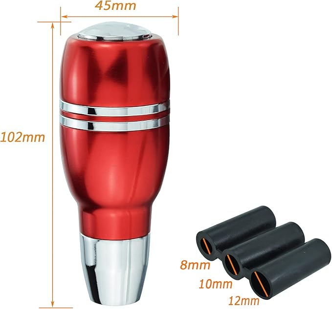 Lunsom Aluminium Alloy Shift Knob, Gear Shifter Head Leather Lever Stick Shifter Handle Type R Shifting Knobs Fit Most Manual Transmission Vehicle (Red)