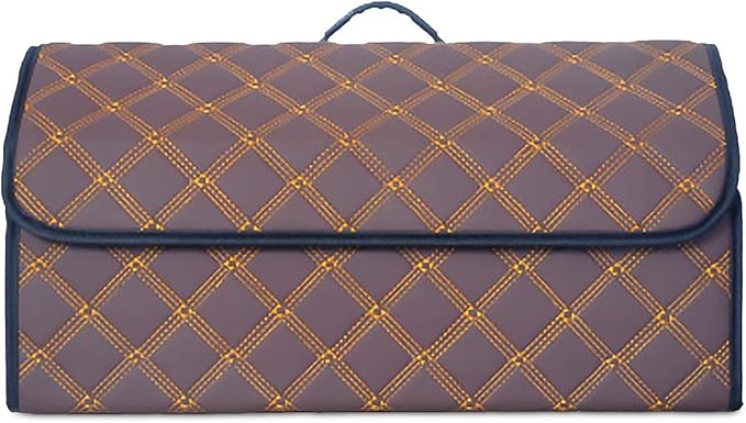 Ergocar Car Trunk Organizer Luxury Foldable Car Boot Tidy Storage Box Waterproof PU Car Boot Storage Organiser for Car/SUV/Truck/Auto (Upgrade Mocha-L)