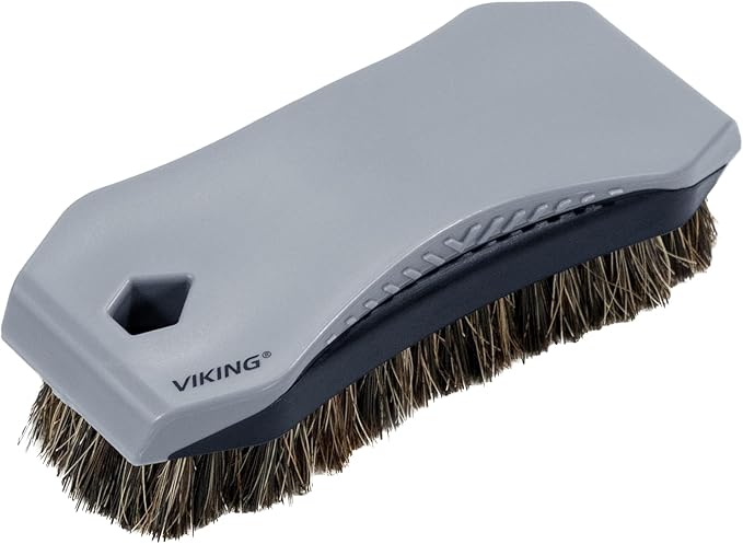 VIKING Leather Cleaner Brush, Horsehair Bristles for Car Interior, Cleaning Brush for Car and Home, Grey, 6.5 x 2.8 x 2 inch