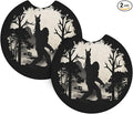 Sasquatch Bigfoot Trees Forest Car Coasters for Cup Holders Pack of 2 Neoprene Cup Mat Pad Vehicle Interior Accessories for Men Women