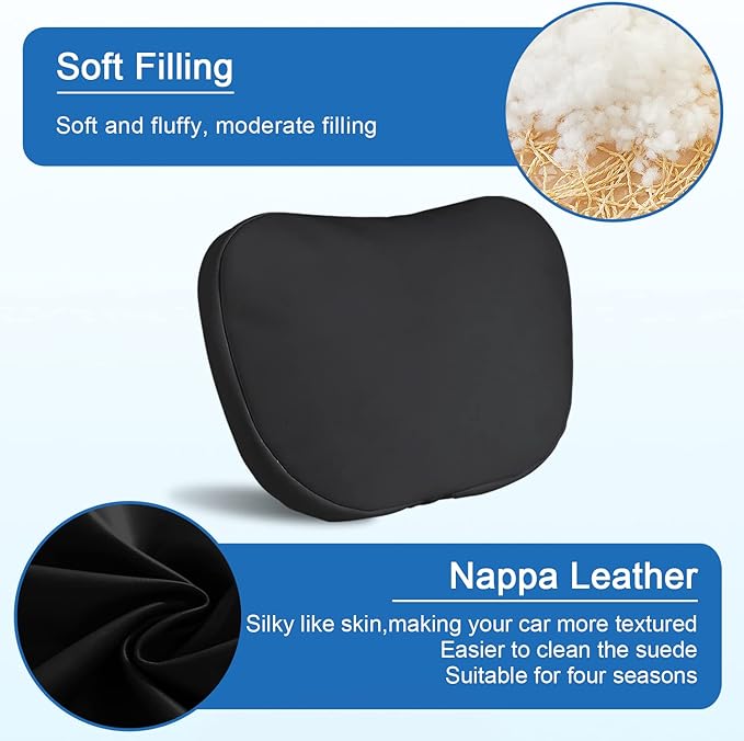 1 Pack Car Headrest Neck Pillow Fits for Tesla Model 3 Model Y Model S Model X Accessories,Car Seat Pillow Head Neck Rest Cushion(Black)