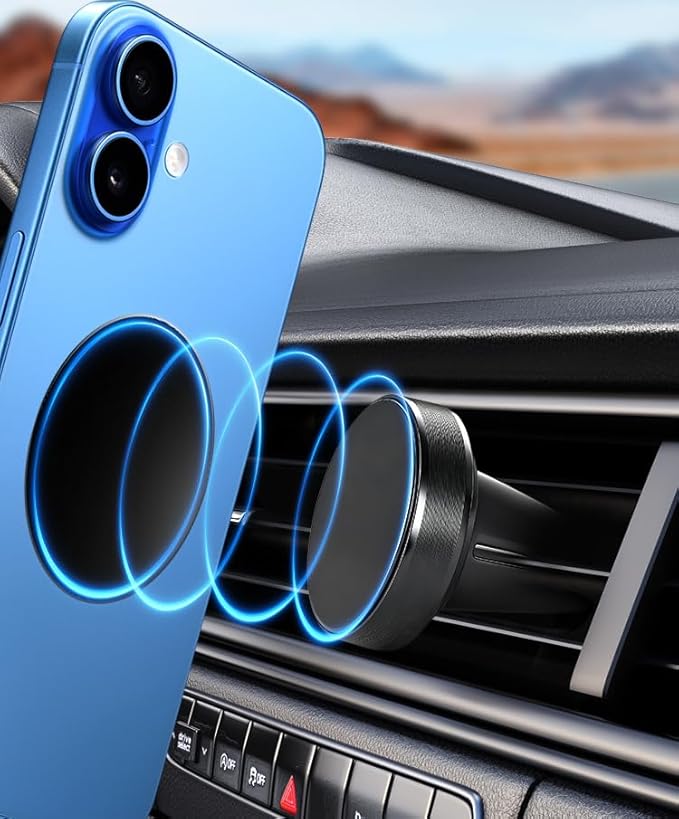 Magnetic Phone Holder for car【2 Packs 】【Strong Magnet】phone holders for your car phone holder Mount for Car【4 Metal Plate】Universal Airvent cell phone car mount for iphone Samsung car accessories
