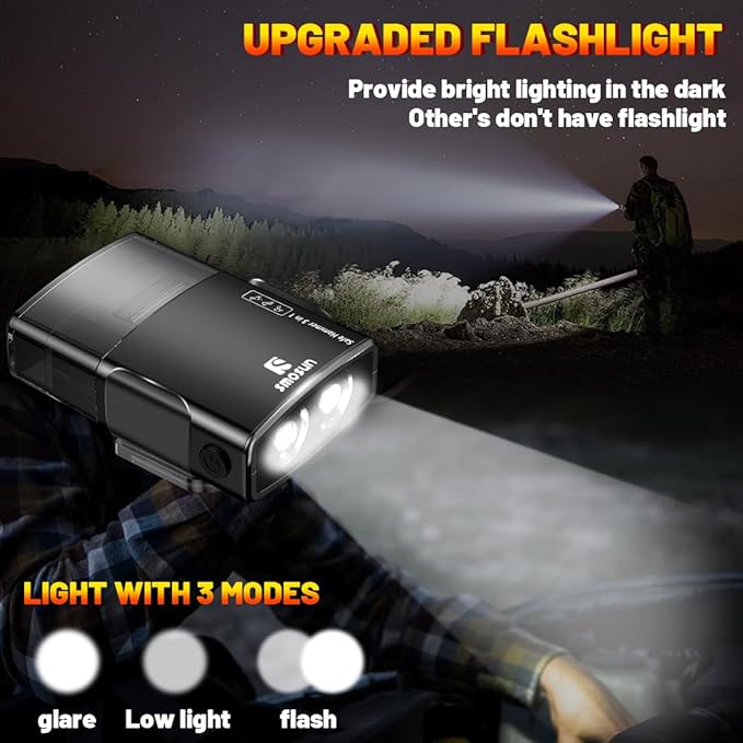 Upgraded Safe Hammer Glass Breaker Under Water, 3 in 1 Car Hammer Seatbelt Cutter Window Breaker Emergency Escape Tool, with Flashlight, Glass Breaker for New Cars (Black 2PCS)