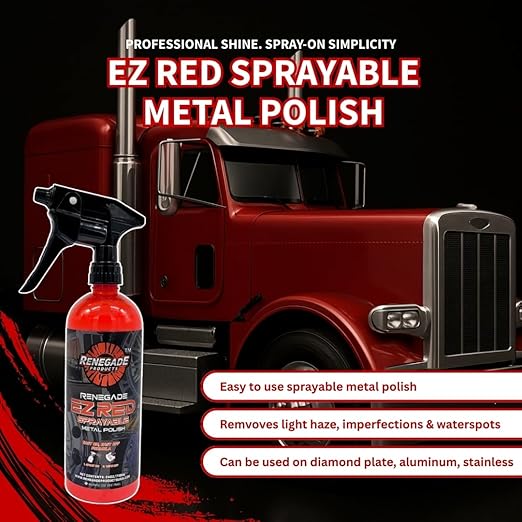 Renegade Products USA - EZ Red Sprayable Metal Polish & Cleaner for Chrome, Aluminum, and Stainless Steel | High-Gloss Shine & Protection | 24oz