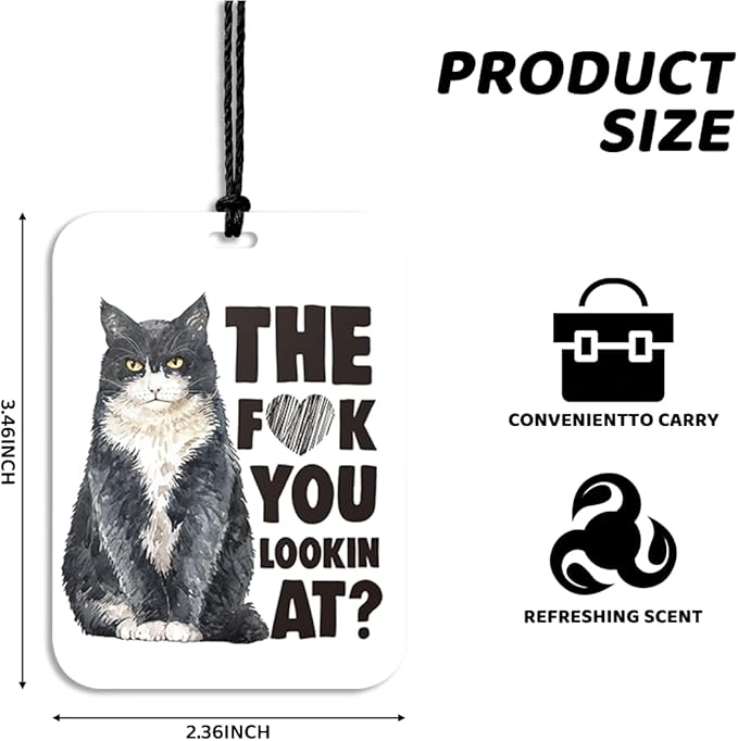 4Pcs Funny Cat Car Air Freshener Hanging Car Accessories Gifts for Women Men Cat Lovers Cute Air Freshener for Interior Car Mirror Home Wardrobe Decor