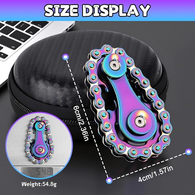 Metal Bike Chain Gear Fidget Spinner for Adults Kids, Sprocket Fidgets Chain Toys,EDC Novelty Stress Relief Toys, Cool Birthday Present for Boy Man