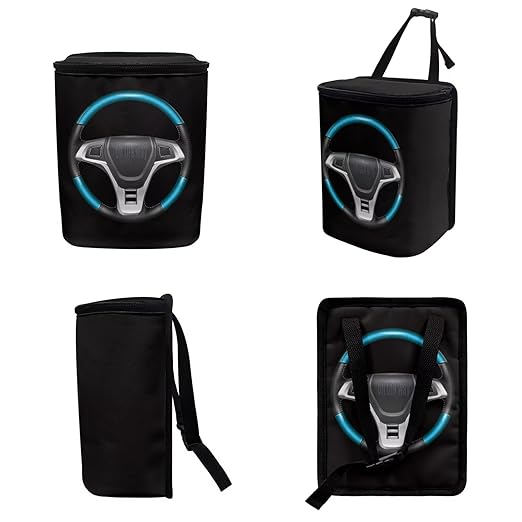 1.2 Gallons Trash Can for Cars SUV, Funny Print Backseat Driver Garbage Bag for Car, Adjustable Hanging for Tail of Console/Back of Seats, with Zipper Leak-Proof Lid Design, Trips Essential