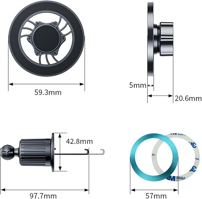 for iPhone Fits MagSafe Car Mount - Magnetic Mag Safe Phone Holder Car Accessories,Dashboard Vent Car Mount for iPhone 16 15 14 13 12 Pro Max Plus,Samsung Galaxy Moto,Gifts for Men Women (Black)