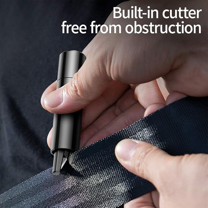 2-in-1 Emergency Car Escape Tool - Spring-Loaded Window Breaker & Seatbelt Cutter, Compact Lifesaver for Families, Portable Keychain Design (Silver)