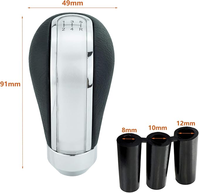 Lunsom Leather Gear Stick Knob, 5 Speed Shifting Lever Gear Knob Type R Shifter Handle Head Fit Most Transmission Manual Vehicle (Black)