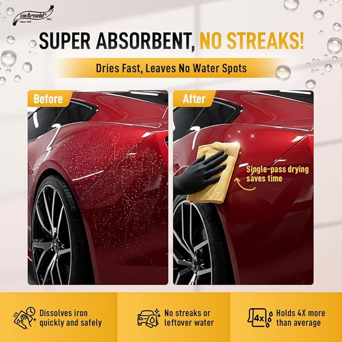S.M. Arnold Water Sprite PVA Drying Cloth 7 Sq. Ft. – Fast Drying Chamois for Car Detailing | Cleans and Dries Finished Surfaces | Safe for Cars, Trucks, Motorcycles, RVs, Home, Garage, Office & More