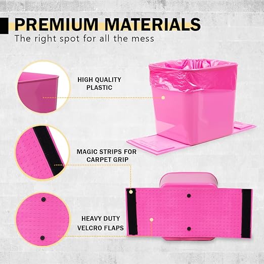 Car Trash Can – Leakproof 1.4 Gallon Compact Garbage Bin with Stability Flap & Anti-Slip Base | Portable Trash Holder for Cars, Trucks, SUVs, Minivans – Includes Trash Bags (Pink, Large)