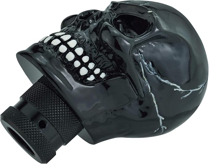 Lunsom Skull Gear Stick Shifter Knob, Resin Gear Shift Head Shifting Stick Handle Car Transmission Fit Automatic Manual Vehicle (Black J)