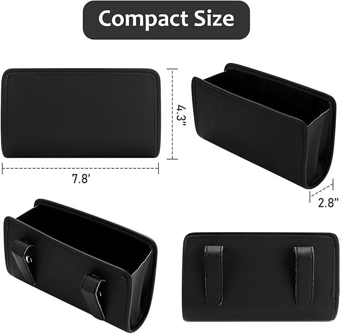 Accmor Car Trash Can, Collapsible Leather Vehicle Trash Bin Car Dustbin Garbage Organizer Holder with 2 Rolls Trash Bag, Foldable Hanging Mini Cars Storage Bag Container for Auto, SUV (Black)