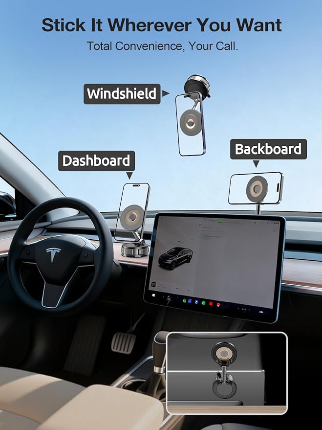 Magnetic Phone Holders for Your Car, Vacuum Suction Cup Phone Mount with Strong Stable Suction[360° Rotation Base], Car Phone Holder for iPhone 17 Pro Max 16 15 14 13 12 Plus