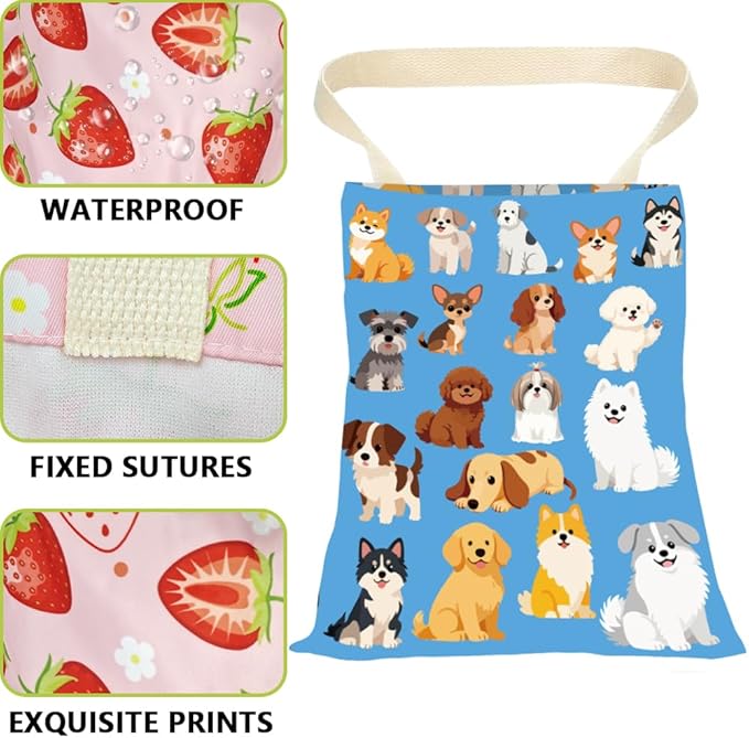 Car Trash Can Dog Proof Cute Car Trash Bag Blue Animal Pattern Polyester Washable Waterproof Cute Back Seat Organizer Storage Bin for Vehicle Interior Travel Accessories Reusable Leak Proof