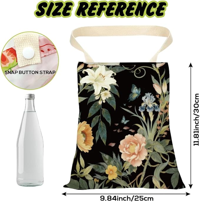 Car Trash Can Rose Floral Car Trash Bag Hanging Vintage Flowers Pattern Polyester Washable Waterproof Cute Organizer Storage Can for Vehicle Interior Travel Accessories Reusable Leak Proof