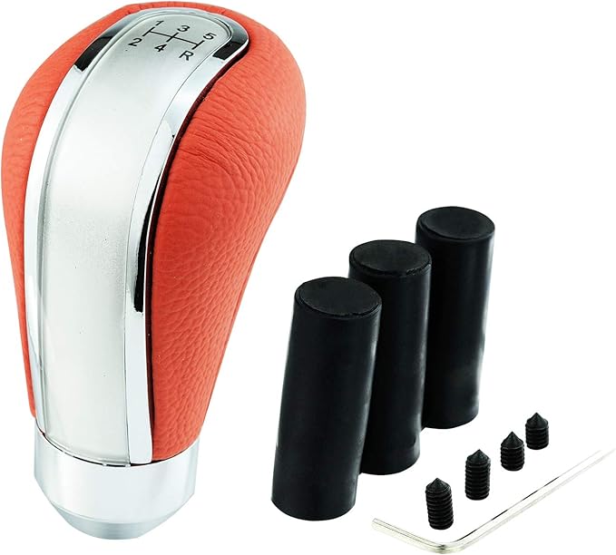 Abfer 5 Speed Shift Knob Aluminum Alloy Car Gear Stick Weighted Shifter Knob for Most Manual Truck Vehicle, Red