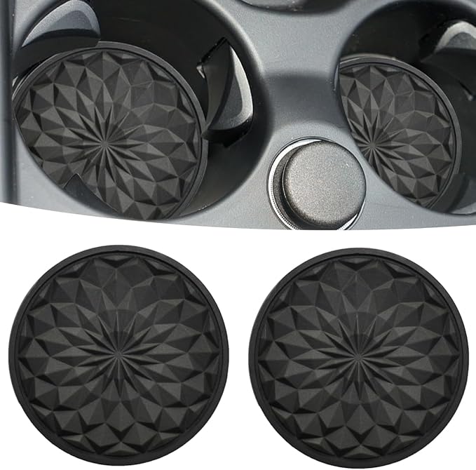 Car Cup Coaster, Universal Automotive Waterproof Non-Slip Cup Holders Sift-Proof Spill Holder Car Interior Accessories 2 Pack Black