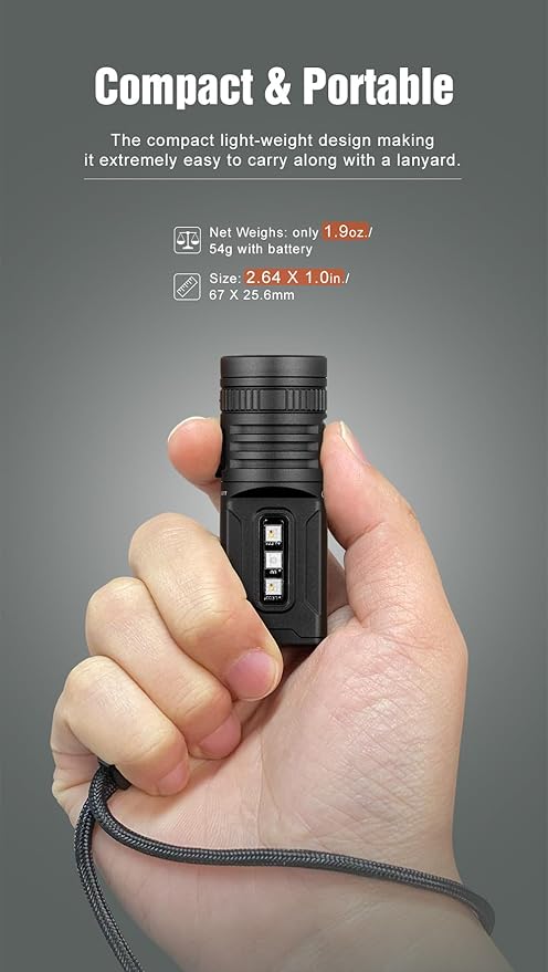 LUMINTOP GT Nano 6.0 Powerful Mini Thrower Flashlight, 720 Lumens with 410m Beam Distance, USB-C Charging, RGBW & UV Side LEDs, Magnetic Tailcap, IPX-8 Waterproof, Compact EDC Flashlight