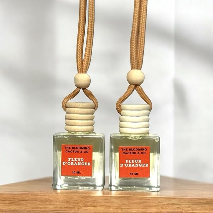 Automobile Diffuser, Long Lasting Car Air Freshener 2 Pack, Hanging Fresh Aroma Diffuser, Natural Essential Oil Fragrance for Removing Odors, Auto Interior Decor, Made in USA| FLEUR D'ORANGER - 10 ML