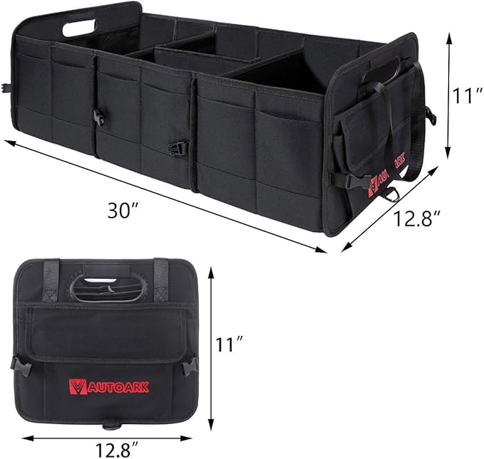 AUTOARK Multipurpose Car SUV Trunk Organizer with Removable Insulation Leakproof Cooler Bag,Durable Collapsible Adjustable Compartments Cargo Storage,AK-100