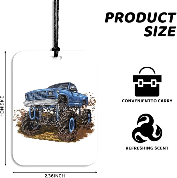 4Pcs Monster Truck Car Air Freshener Hanging Hotwheels Car Accessories Gifts for Women Men Teen Boy Cute Air Freshener for Interior Car Mirror Home Wardrobe Decor