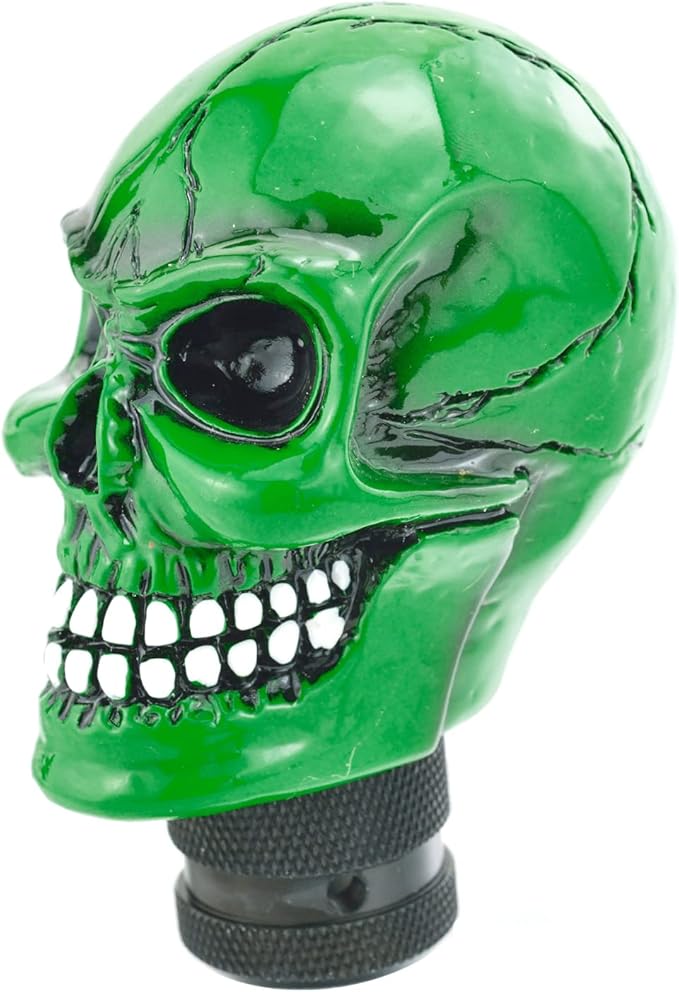 Lunsom Skull Gear Stick Shifter Knob, Resin Gear Shift Head Shifting Stick Handle Car Transmission Fit Automatic Manual Vehicle (Green)