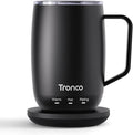 Tronco Temperature Control Heated Coffee Mug 14 oz – Rechargeable Self-Heating Smart Mug with Lid – Manual Control, 3 Modes, 130 Min Battery Life, Auto Shut-Off (Black)