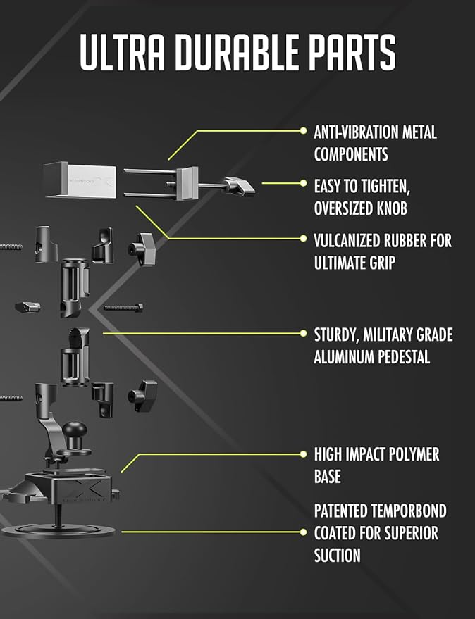 Bracketron HD Phone Dock PRO Dash and Window Metal Clamp Mount, Phone Holder for Car, Universal Phone Mount for Phones up to 3.5 Inches Wide