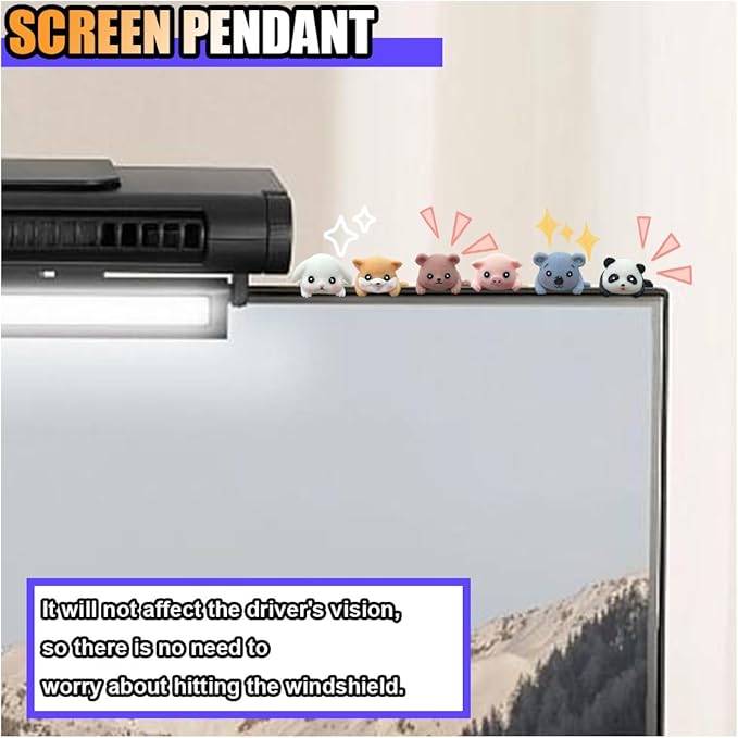 6PCS Car Navigator Screen Ornaments, Dashboard Ornaments, Funny Car Display Decoration, Interior Decors Ornament Accessories for Women Funny Gifts (Climbing Animals)